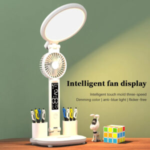 led-clock-table-lamp-usb-chargeable-dimmable-desk-lamp-plug-in-led-fan-light-foldable-eye-protection-reading-night-light