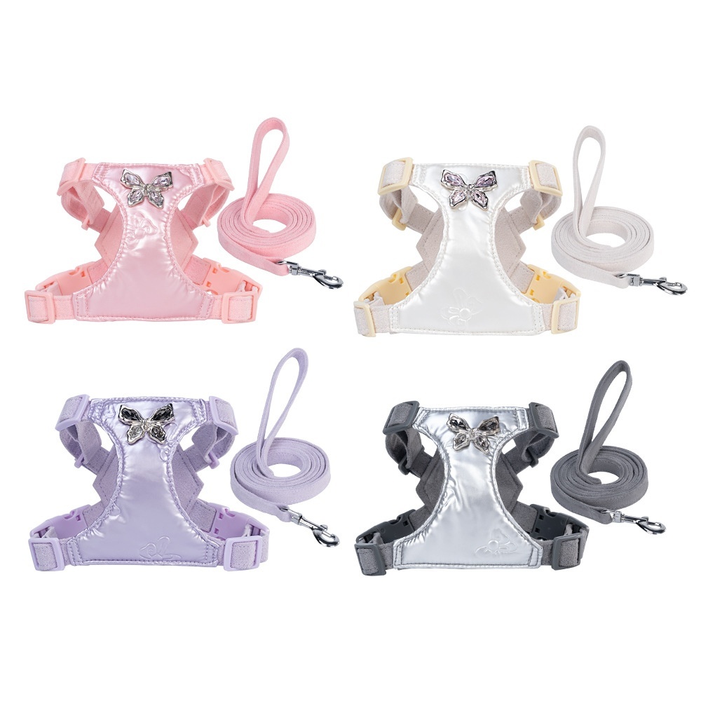 Small Dog Chest Strap Easy Walking Dog Metal Butterfly Hand Holding Rope - Image 3