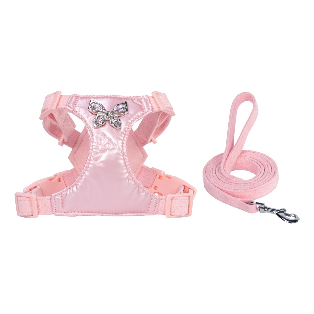 Small Dog Chest Strap Easy Walking Dog Metal Butterfly Hand Holding Rope - Image 2